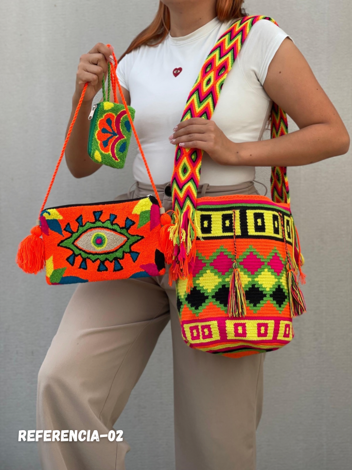 💫 Combo Wayuu: Mochila GRANDE Diseño+ Sobre + (MONEDERO GRATIS) 🎁