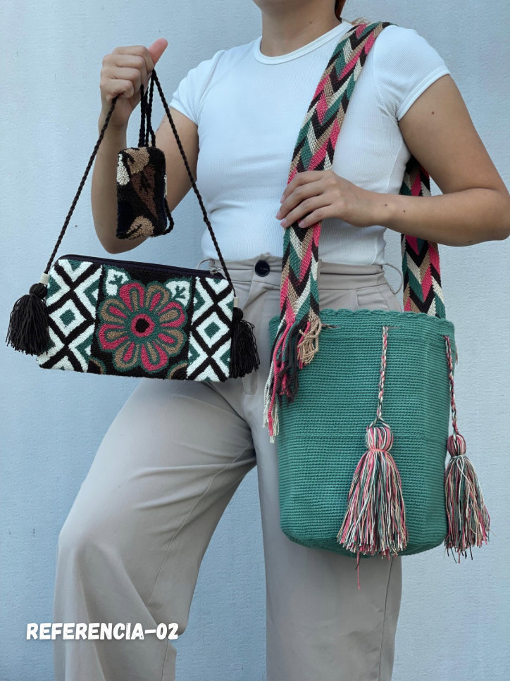 💫 Combo Wayuu: Mochila GRANDE+ Monedero + Sobre Artesanal🎁