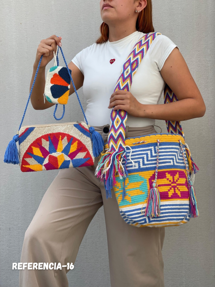 💫 Combo Wayuu: Mochila GRANDE Diseño+ Sobre + (MONEDERO GRATIS) 🎁