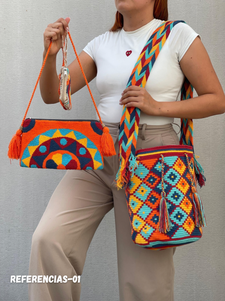 💫 Combo Wayuu: Mochila GRANDE Diseño+ Sobre + (MONEDERO GRATIS) 🎁