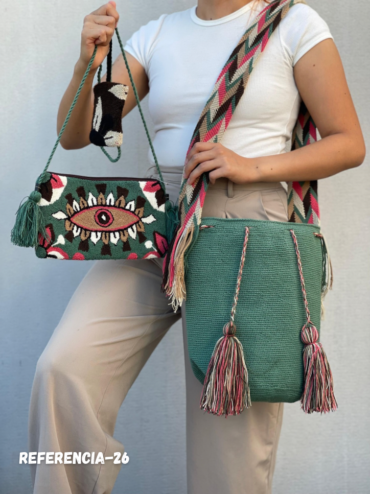 💫 Combo Wayuu: Mochila GRANDE+ Monedero + Sobre Artesanal🎁