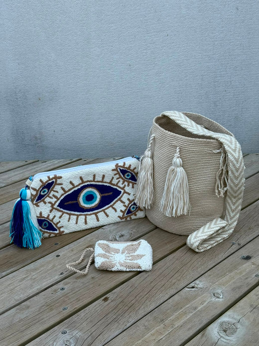 Combos Wayuu: Mochila MEDIANA + Sobre + (MONEDERO GRATIS)