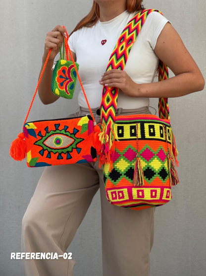 💫 Combo Wayuu: Mochila GRANDE Diseño+ Sobre + (MONEDERO GRATIS) 🎁