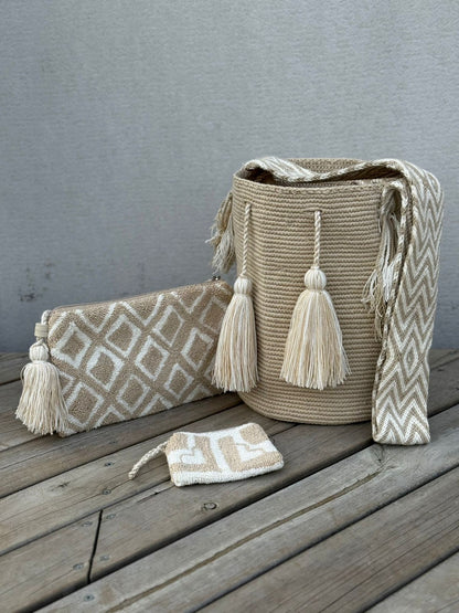 💫 Combo Wayuu: Mochila GRANDE+ Monedero + Sobre Artesanal🎁