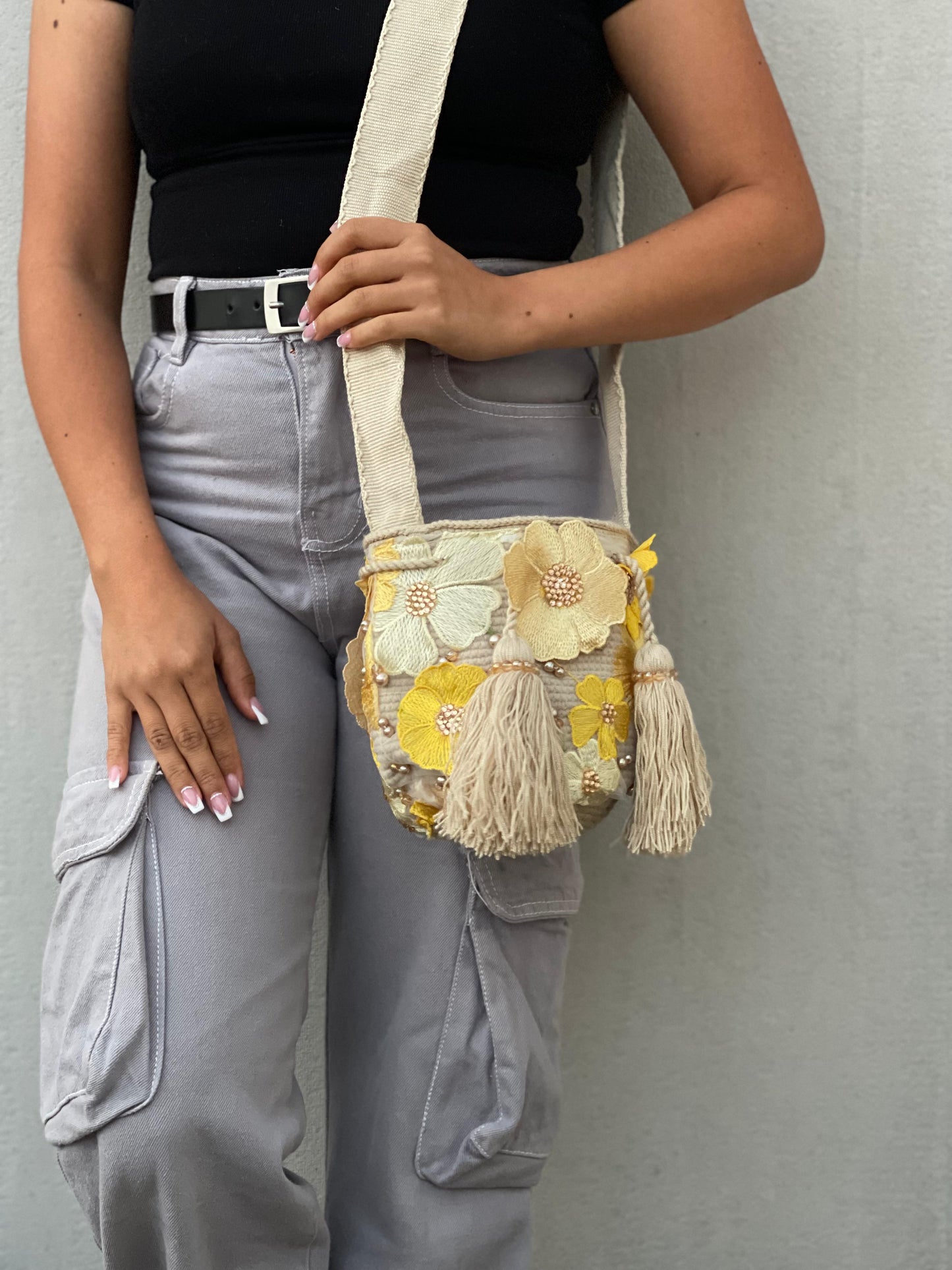 Mochila Recamada PEQUEÑA Primavera🌸🌷💎 (17x15)