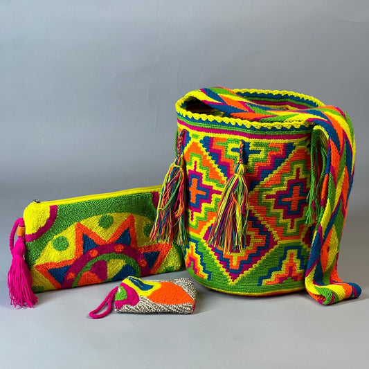💫 Combo Wayuu: Mochila GRANDE Diseño+ Sobre + (MONEDERO GRATIS) 🎁