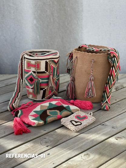 ✨Combo Especial: 2 Mochilas MEDIANAS+ (Sobre Wayuu + Monedero GRATIS) 🎁