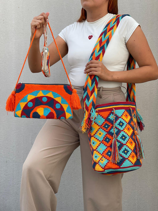 💫 Combo Wayuu: Mochila GRANDE Diseño+ Sobre + (MONEDERO GRATIS) 🎁