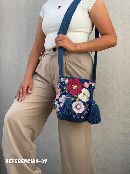 Mochila Recamada MEDIANA Primavera🌸🌷💎 (22x20)