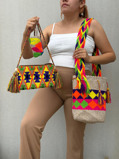 💫 Combo Wayuu: Mochila GRANDE Diseño+ Sobre + (MONEDERO GRATIS) 🎁