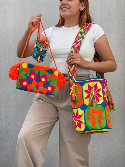 💫 Combo Wayuu: Mochila GRANDE Diseño+ Sobre + (MONEDERO GRATIS) 🎁