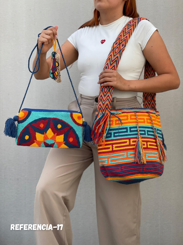 💫 Combo Wayuu: Mochila GRANDE Diseño+ Sobre + (MONEDERO GRATIS) 🎁