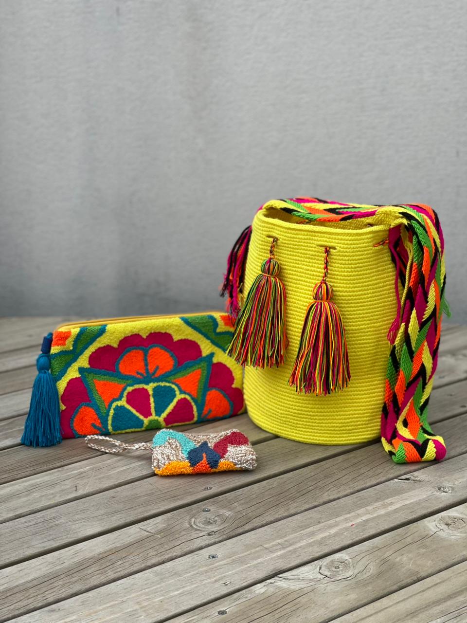 💫 Combo Wayuu: Mochila GRANDE+ Monedero + Sobre Artesanal🎁