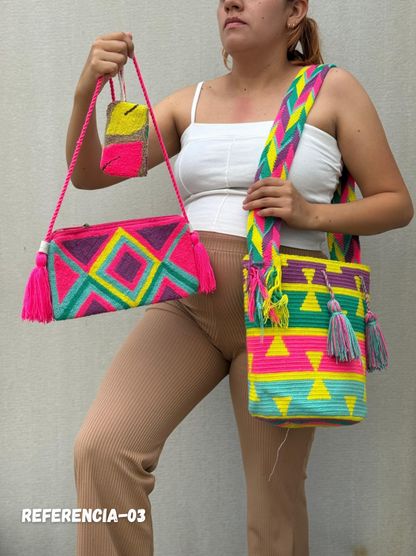 💫 Combo Wayuu: Mochila GRANDE Diseño+ Sobre + (MONEDERO GRATIS) 🎁