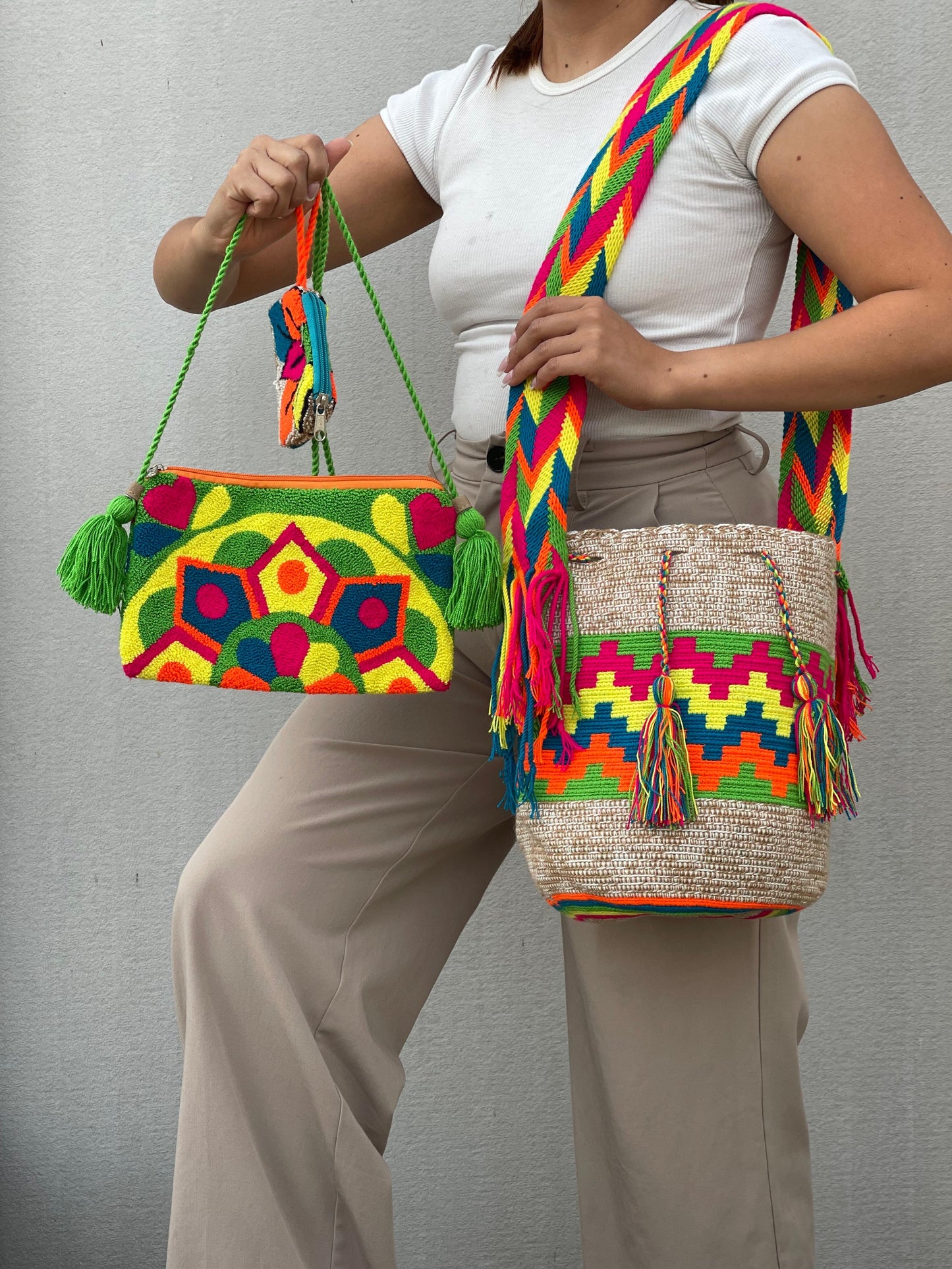 💫 Combo Wayuu: Mochila GRANDE Diseño+ Sobre + (MONEDERO GRATIS) 🎁