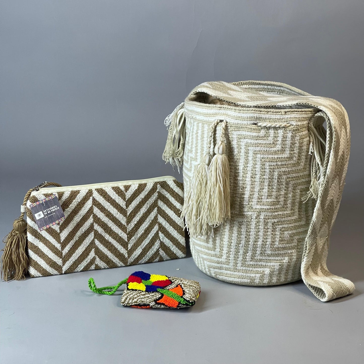 💫 Combo Wayuu: Mochila GRANDE Diseño+ Sobre + (MONEDERO GRATIS) 🎁
