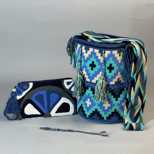 😱Combo Wayuu: Mochila GRANDE Diseño+ Sobre Tapizado+ (MANILLA GRATIS) 🎁