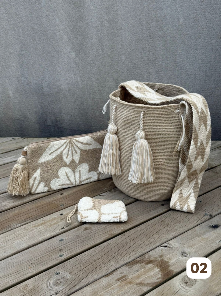 💫 Combo Wayuu: Mochila GRANDE+ Monedero + Sobre Artesanal🎁