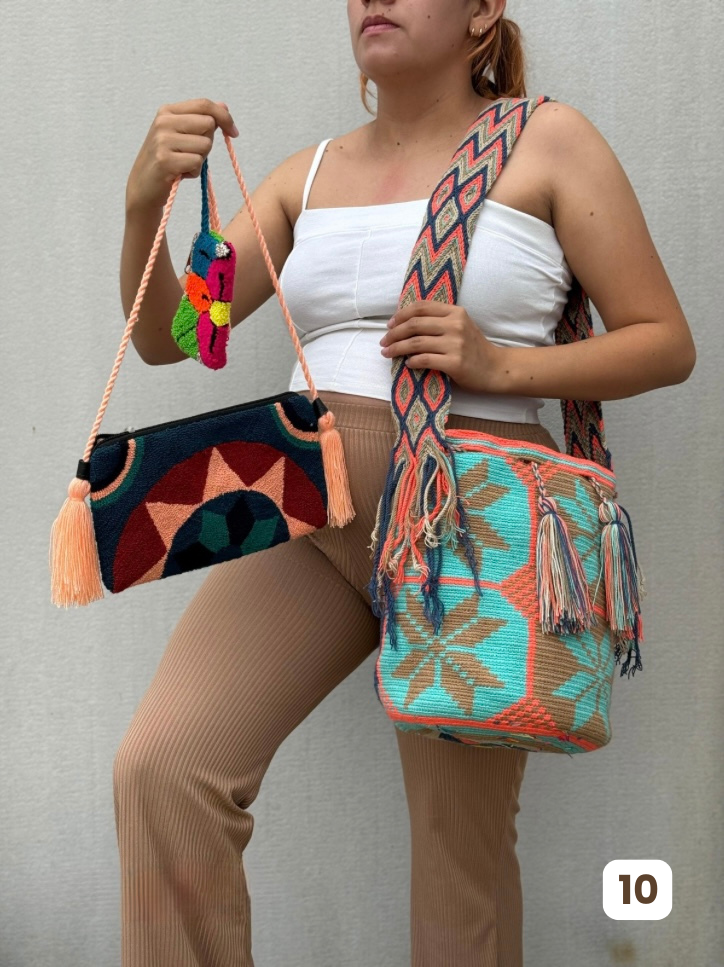 💫 Combo Wayuu: Mochila GRANDE Diseño+ Sobre + (MONEDERO GRATIS) 🎁