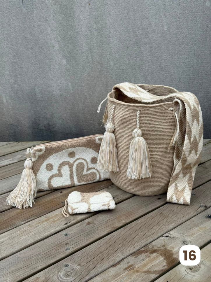 💫 Combo Wayuu: Mochila GRANDE+ Monedero + Sobre Artesanal🎁