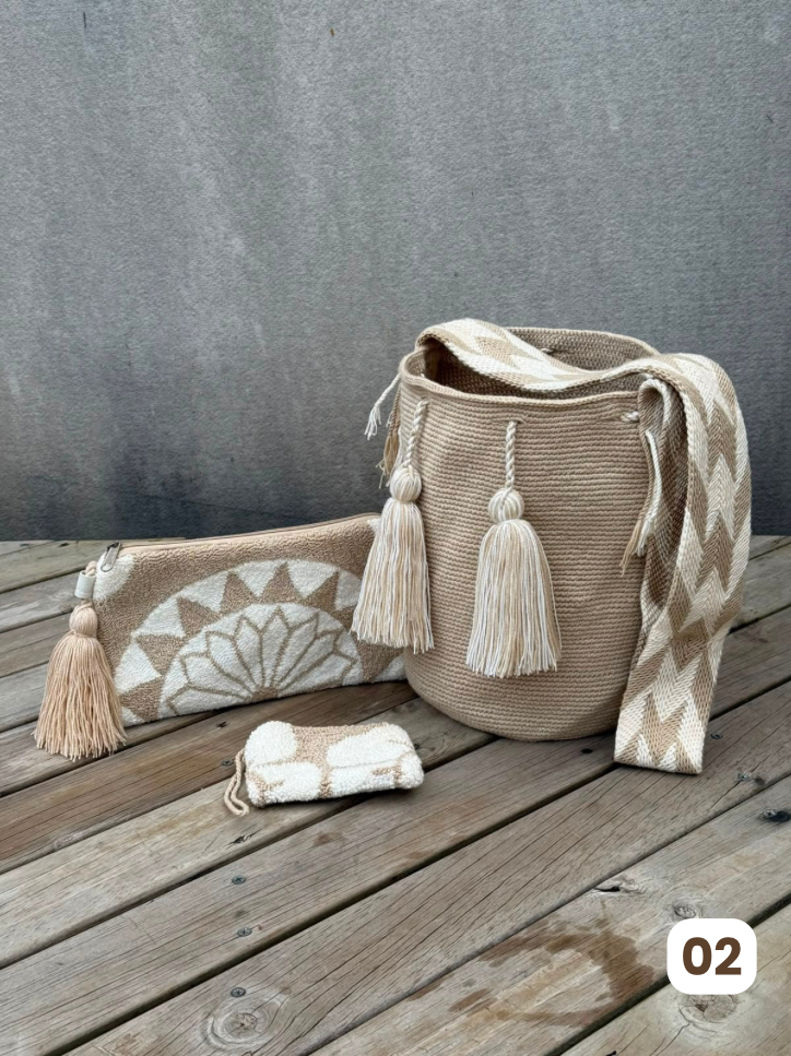 💫 Combo Wayuu: Mochila GRANDE+ Monedero + Sobre Artesanal🎁