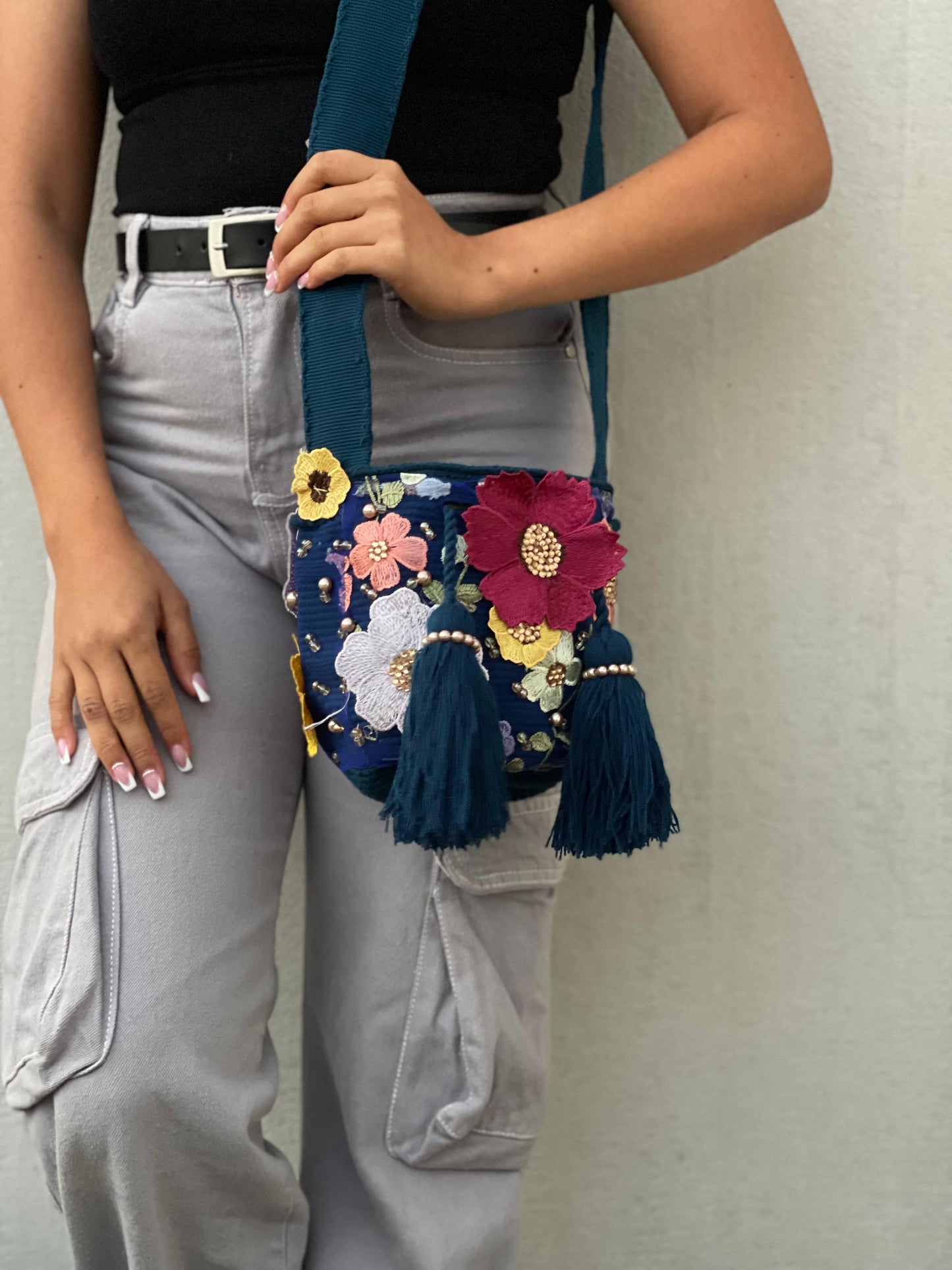 Mochila Recamada PEQUEÑA Primavera🌸🌷💎 (17x15)