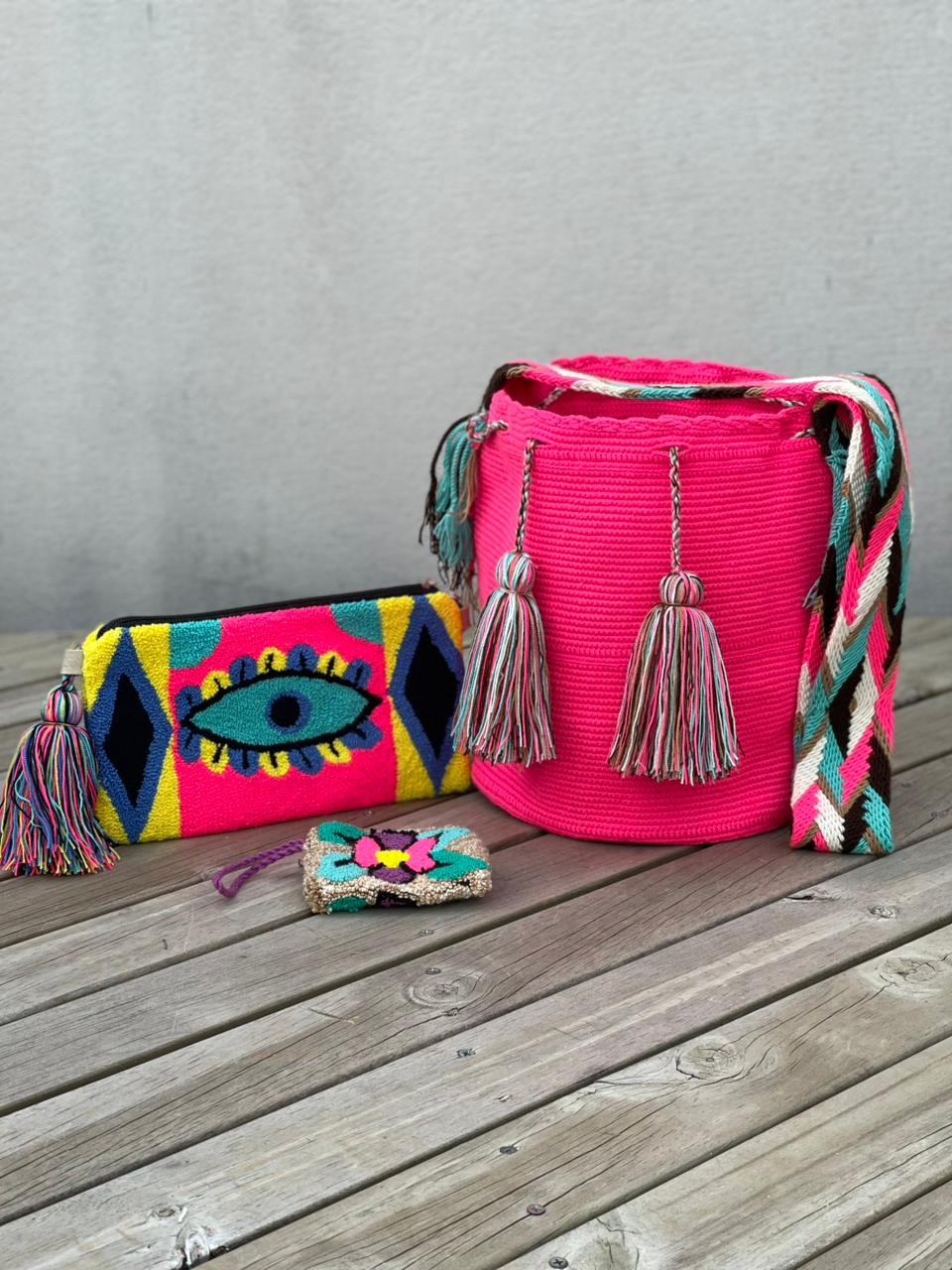 💫 Combo Wayuu: Mochila GRANDE+ Monedero + Sobre Artesanal🎁