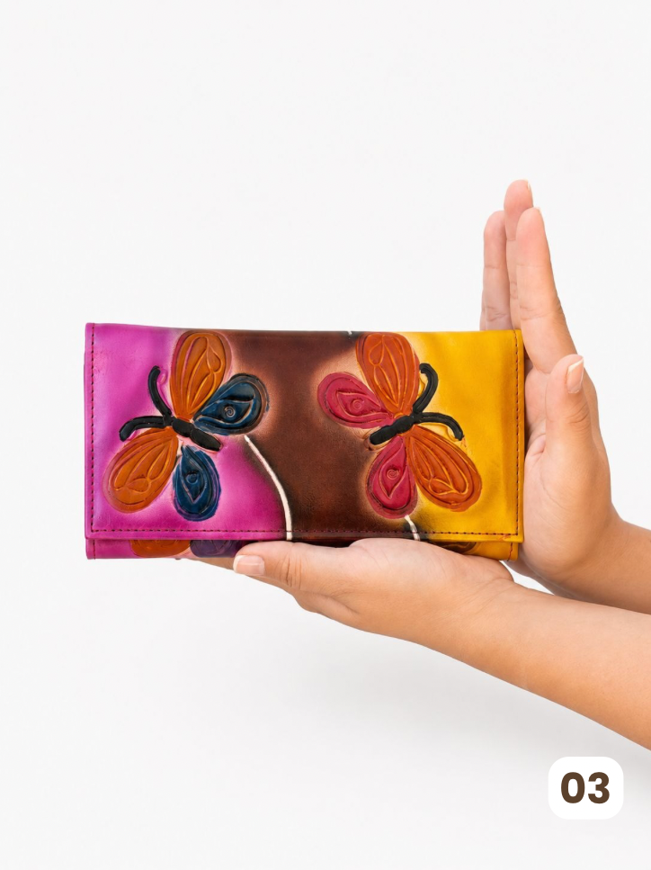 Billetera Mariposas Pintada a Mano (18x9cm)