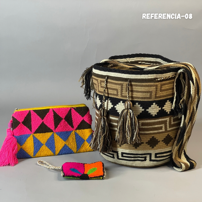 💫 Combo Wayuu: Mochila GRANDE Diseño+ Sobre + (MONEDERO GRATIS) 🎁