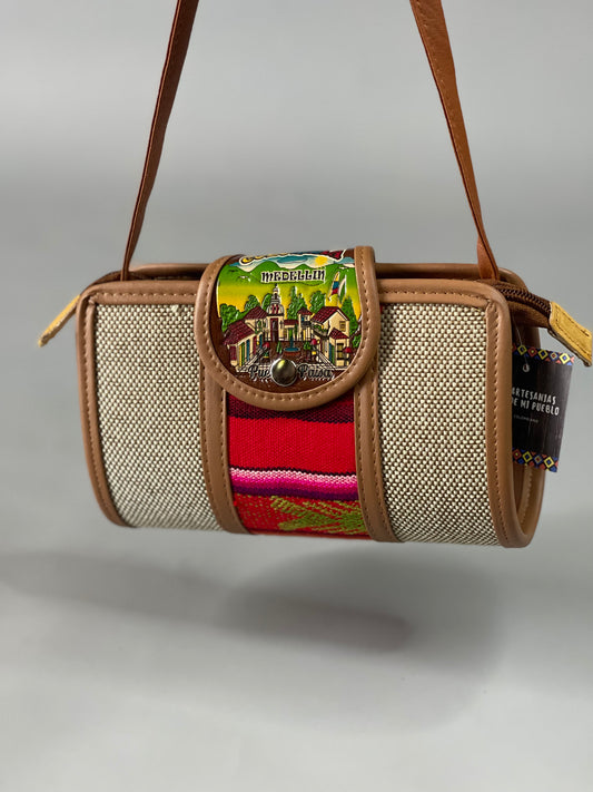 Bolso Cilindro Pequeño Rojo y Amarillo