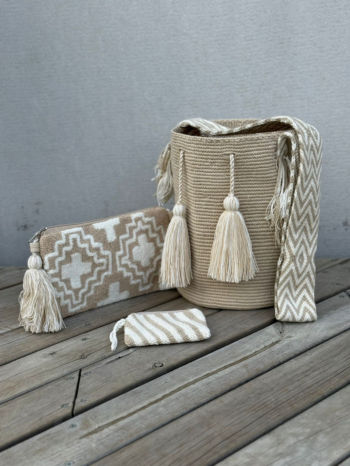 💫 Combo Wayuu: Mochila GRANDE+ Monedero + Sobre Artesanal🎁