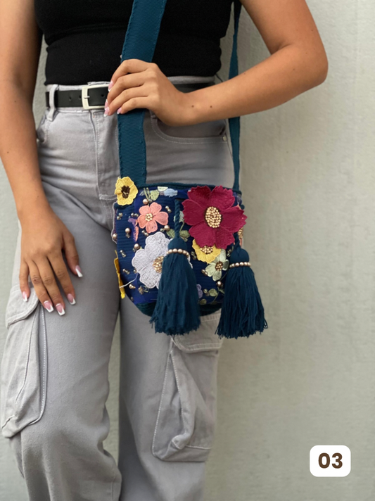 Mochila Recamada PEQUEÑA Primavera🌸🌷💎 (17x15)