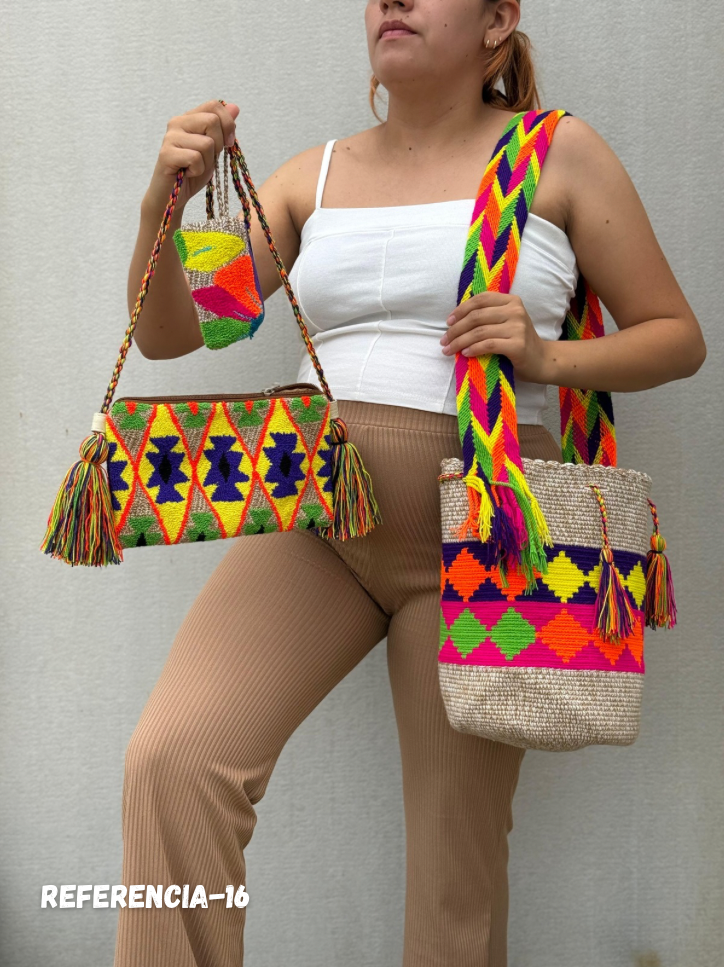 💫 Combo Wayuu: Mochila GRANDE Diseño+ Sobre + (MONEDERO GRATIS) 🎁