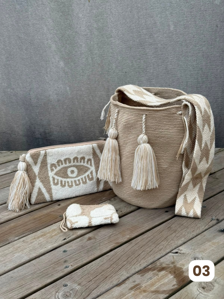 💫 Combo Wayuu: Mochila GRANDE+ Monedero + Sobre Artesanal🎁