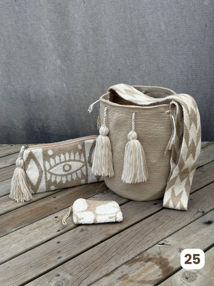 💫 Combo Wayuu: Mochila GRANDE+ Monedero + Sobre Artesanal🎁