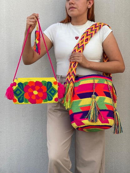 💫 Combo Wayuu: Mochila GRANDE Diseño+ Sobre + (MONEDERO GRATIS) 🎁