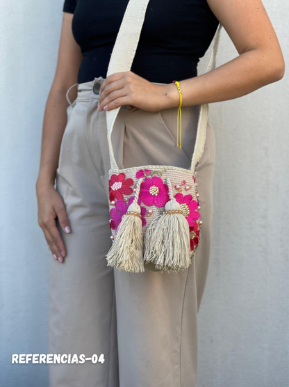 Mochila Recamada PEQUEÑA Primavera🌸🌷💎 (17x15)