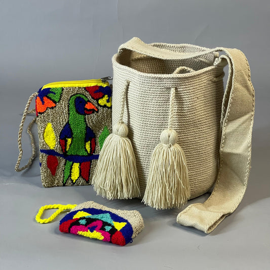 ✨Set: Mochila MEDIANA UNICOLOR+ Portacelular + MONEDERO 🎁