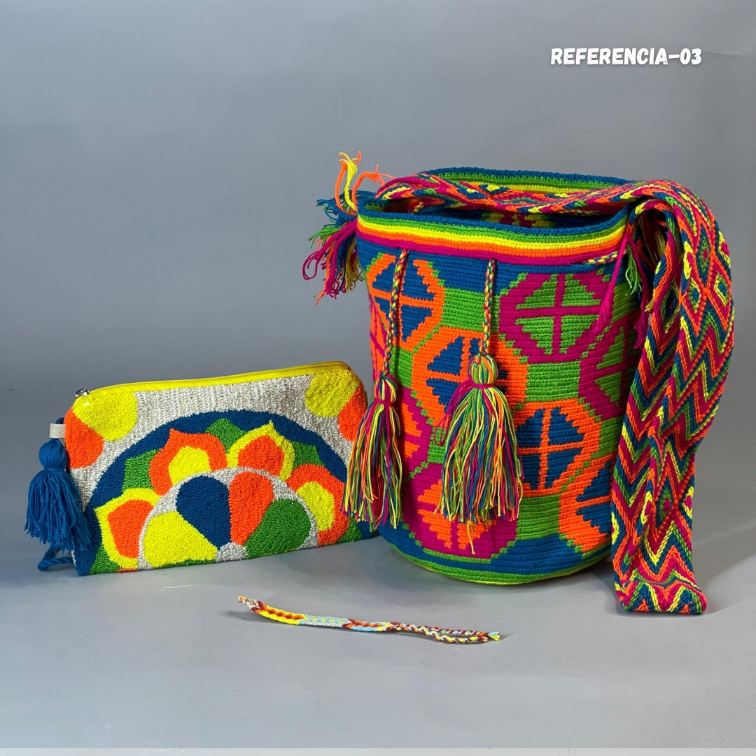 😱Combo Wayuu: Mochila GRANDE Diseño+ Sobre Tapizado+ (MANILLA GRATIS) 🎁