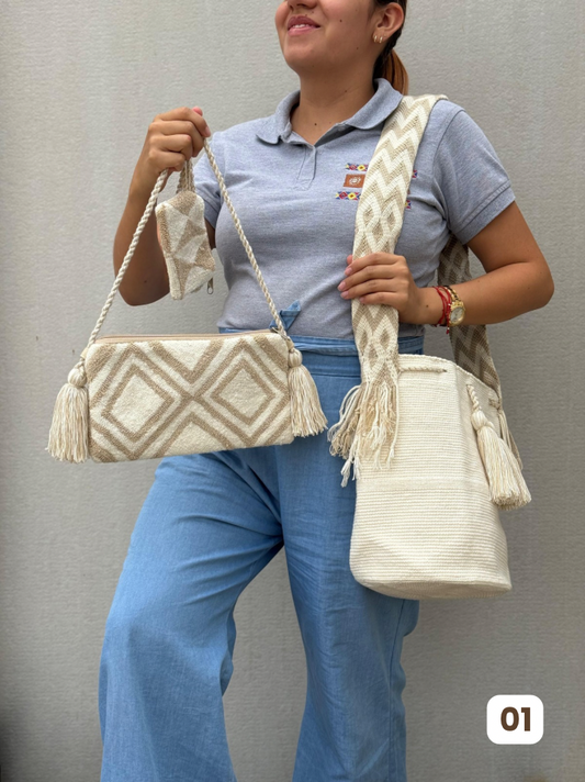 💫 Combo Wayuu: Mochila GRANDE+ Monedero + Sobre Artesanal🎁