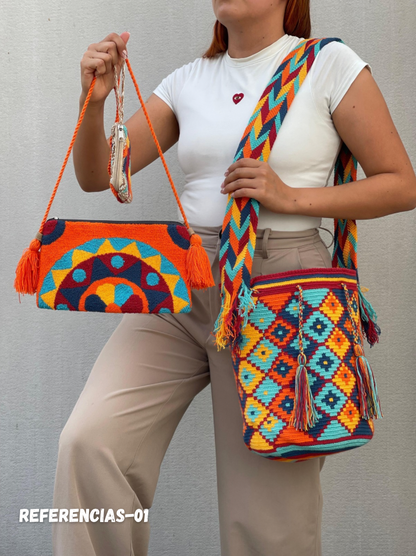 💫 Combo Wayuu: Mochila GRANDE Diseño+ Sobre + (MONEDERO GRATIS) 🎁