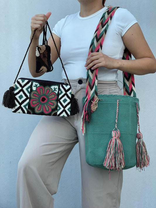 💫 Combo Wayuu: Mochila GRANDE+ Monedero + Sobre Artesanal🎁