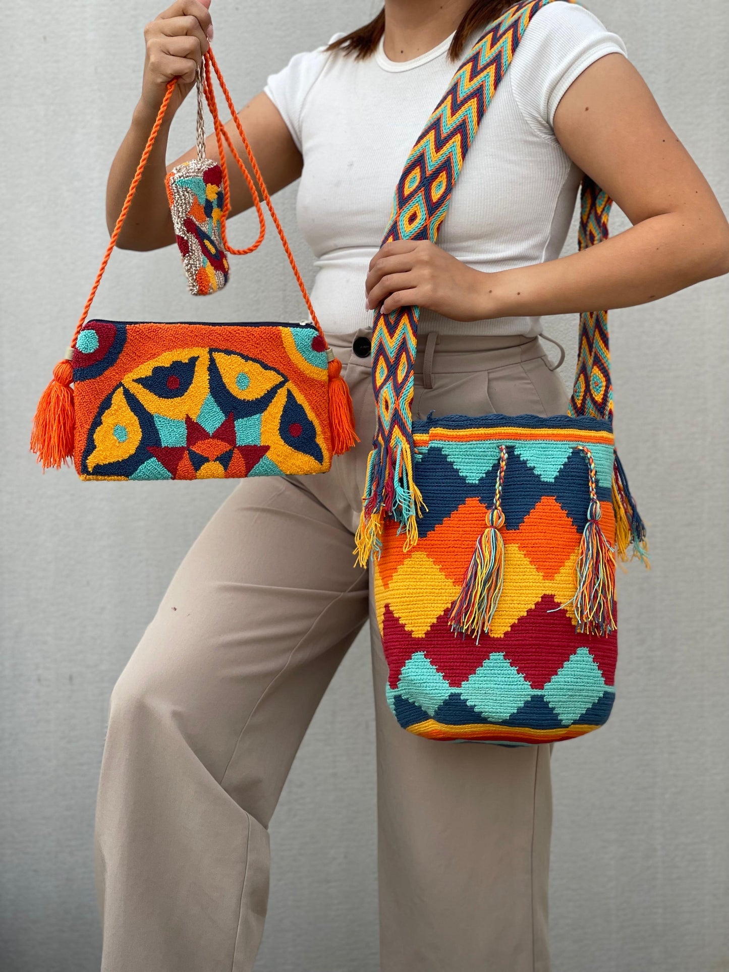 💫 Combo Wayuu: Mochila GRANDE Diseño+ Sobre + (MONEDERO GRATIS) 🎁