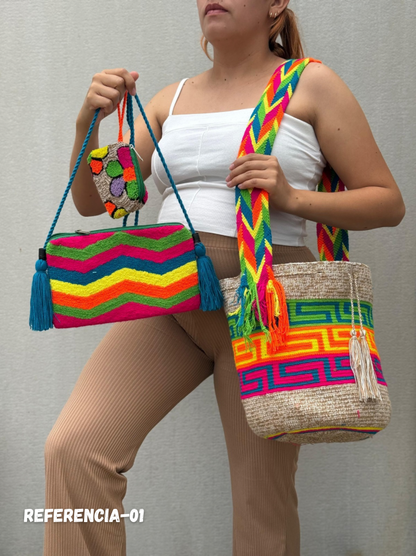 💫 Combo Wayuu: Mochila GRANDE Diseño+ Sobre + (MONEDERO GRATIS) 🎁