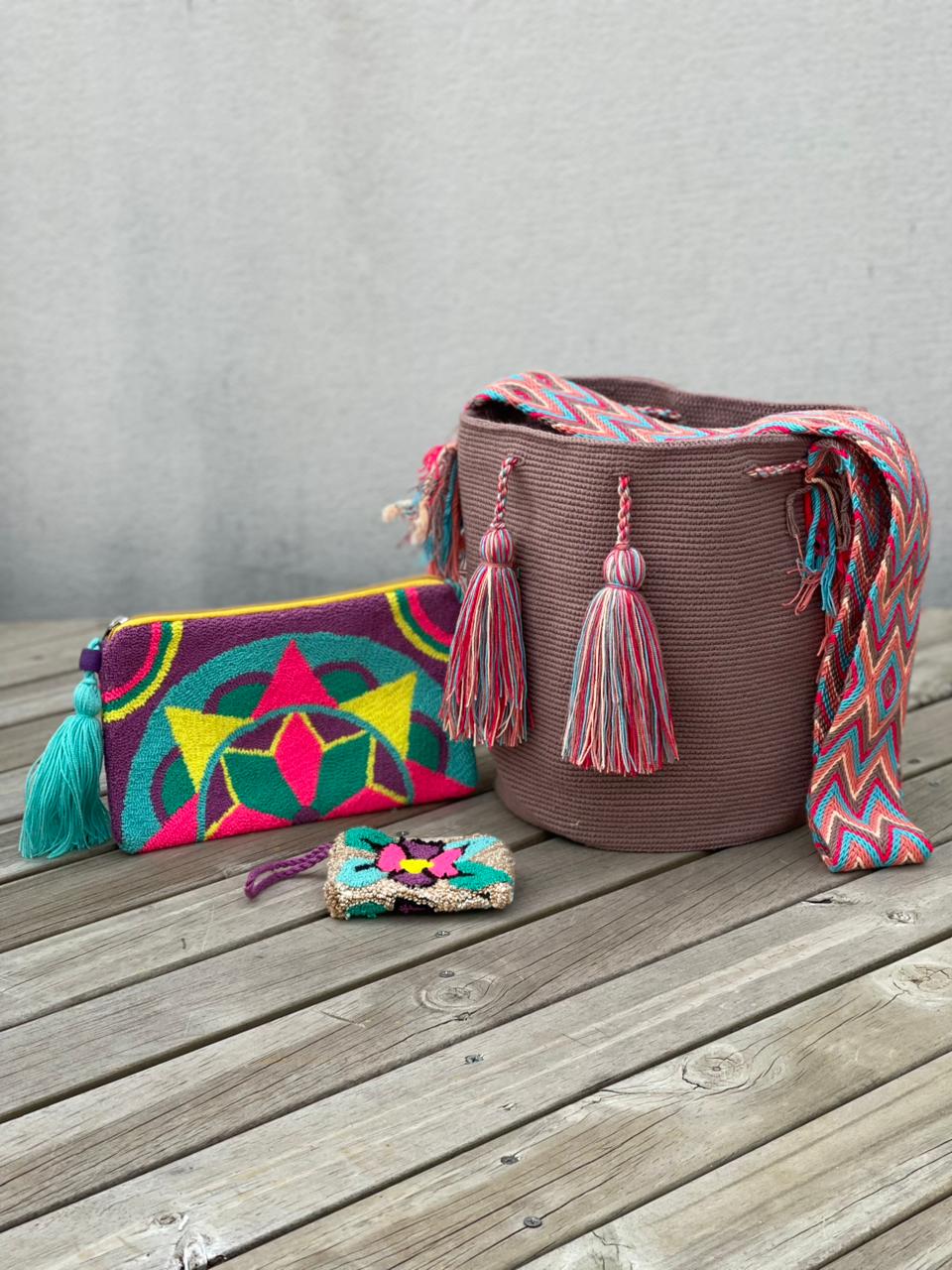 💫 Combo Wayuu: Mochila GRANDE+ Monedero + Sobre Artesanal🎁