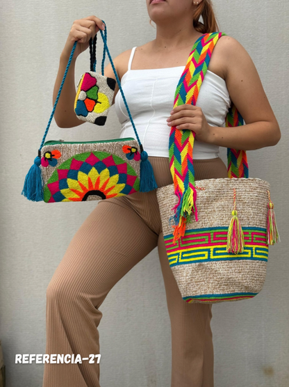 💫 Combo Wayuu: Mochila GRANDE Diseño+ Sobre + (MONEDERO GRATIS) 🎁