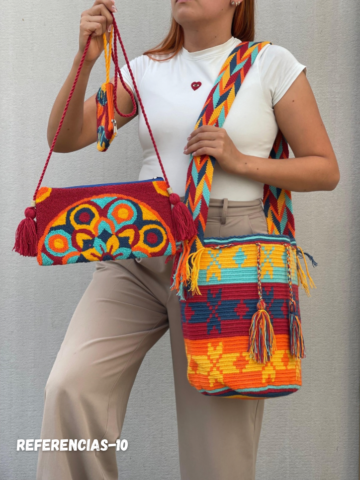 💫 Combo Wayuu: Mochila GRANDE Diseño+ Sobre + (MONEDERO GRATIS) 🎁