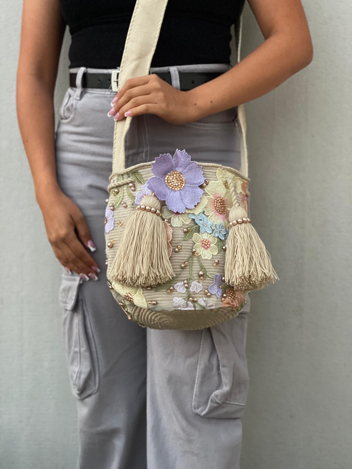 Mochila Recamada MEDIANA Primavera🌸🌷💎 (22x20)