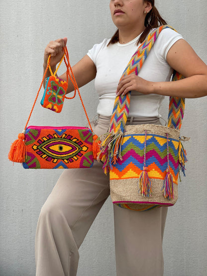 💫 Combo Wayuu: Mochila GRANDE Diseño+ Sobre + (MONEDERO GRATIS) 🎁