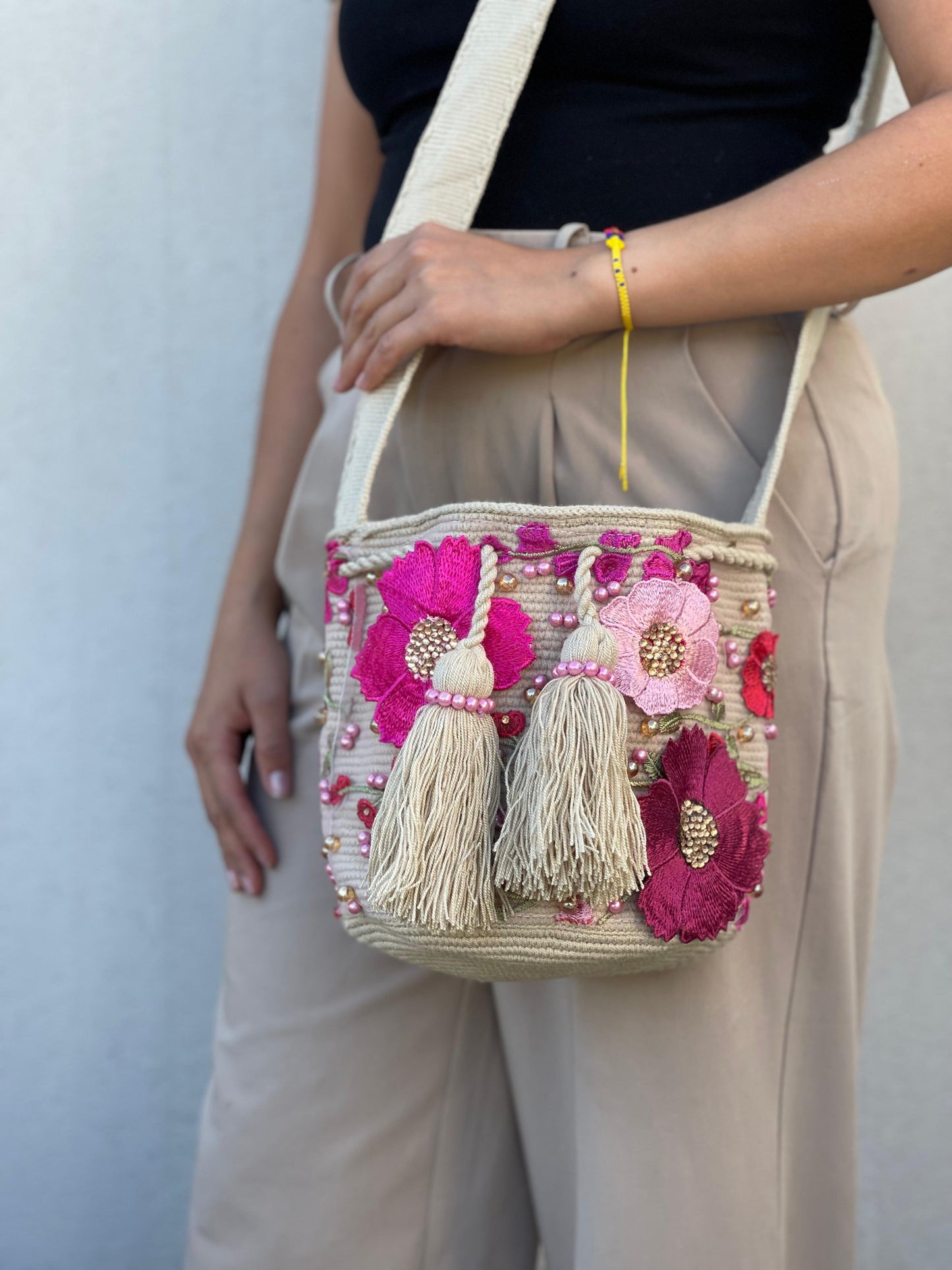 Mochila Recamada MEDIANA Primavera🌸🌷💎 (22x20)